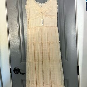 Max Studio Cream Tiered Maxi Sundress